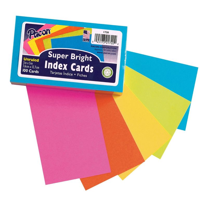 6pk 100 per pack 4" x 6" Blank Index Cards Brite Assorted - Top Notch Teacher Products