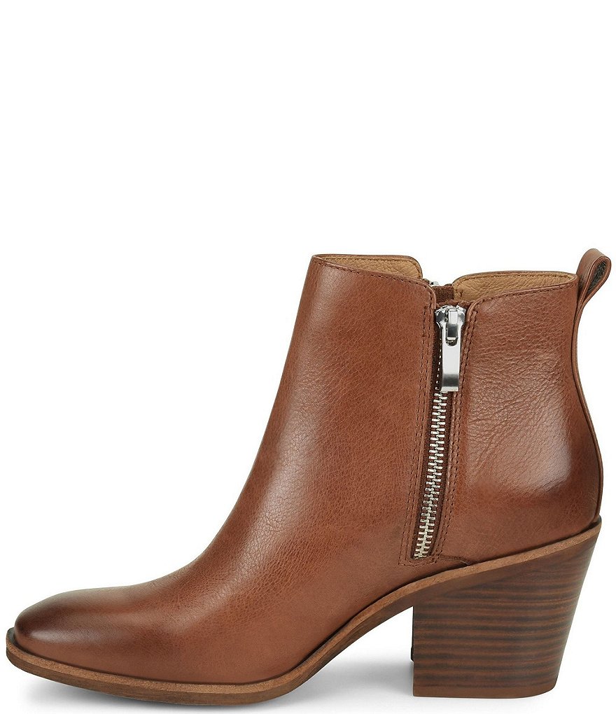 Sofft Canelli Leather Double Zipper Block Heel Booties