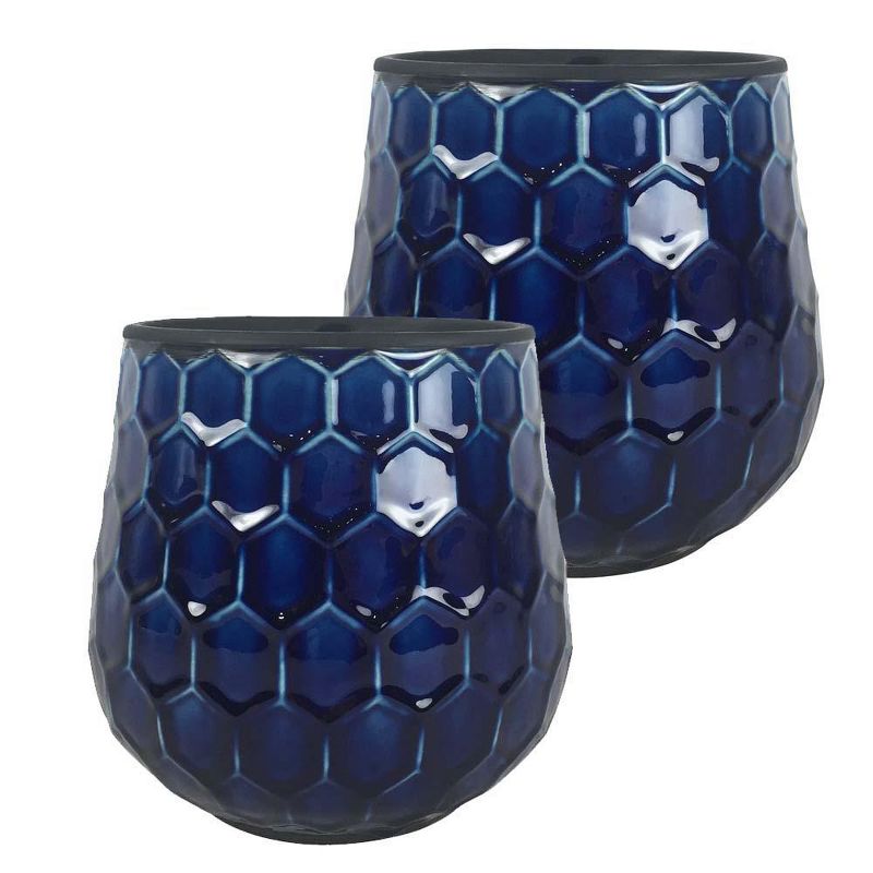 8" Honeycomb Planter, Cobalt Blue 2-pk. - Southern Patio