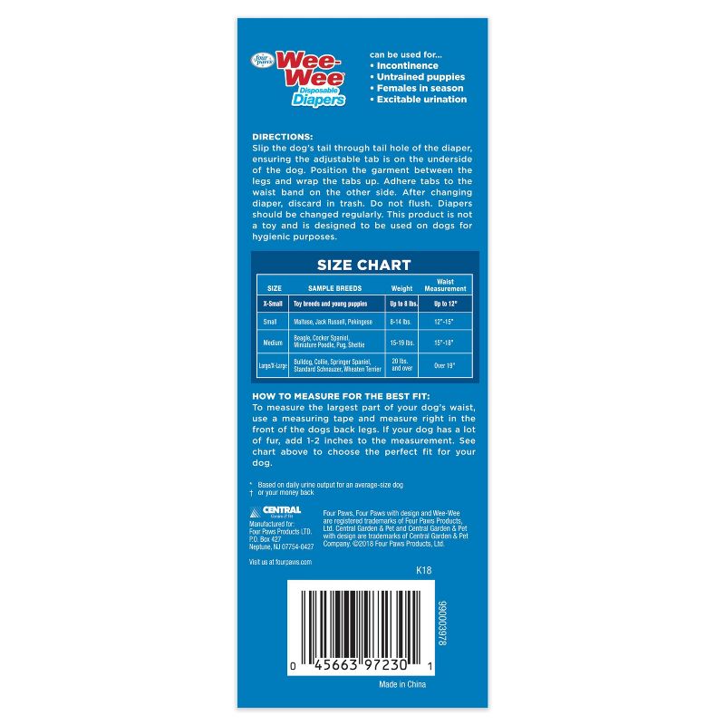 Four Paws Wee-Wee Disposable Dog Diapers - 12ct - XS