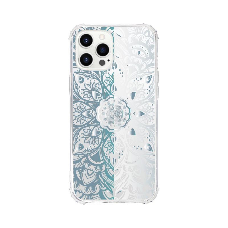 OTM Essentials Apple iPhone 12 Pro Tough Edge Clear Phone Case - Mandala Heart Gray & White