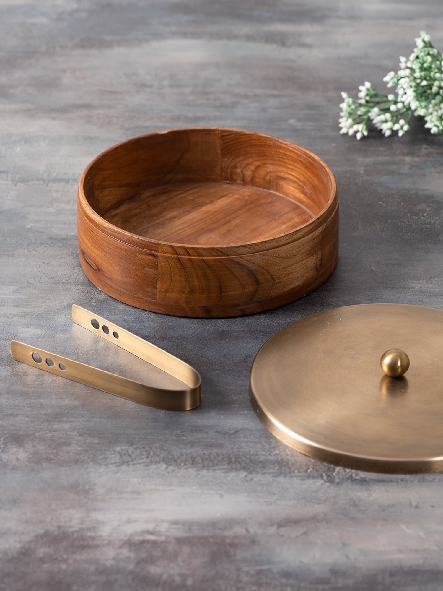 Nestroots Printed Brown Wood Serving Set of 2