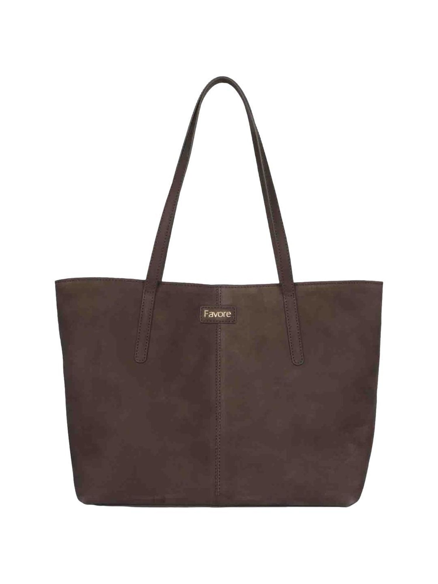 Favore Brown Solid Medium Tote Handbag