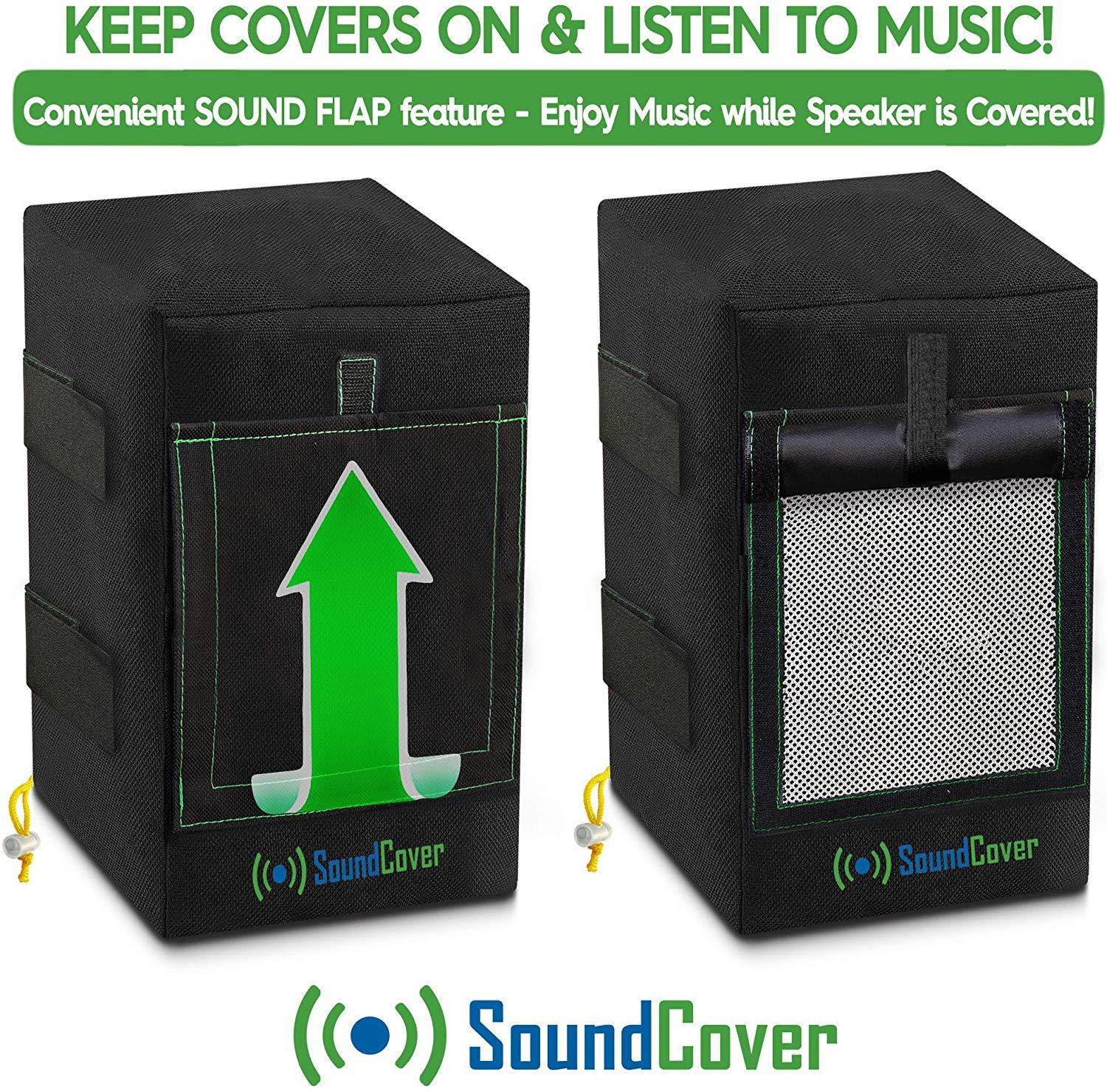 2 Black Waterproof UV Protection Speaker Covers for Outdoor Speakers with Sound Option fit Klipsch Kho-7, Polk Atrium 5, Herdio 5.25" & Pyle 5.25 Speakers (MAX Size: H 10.4" X W 6.7" X D 8.3")