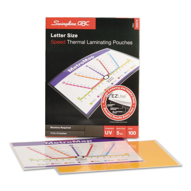 Swingline GBC EZUse Thermal Laminating Pouches 5 mil 11 1/2 x 9 100/Box 3200716