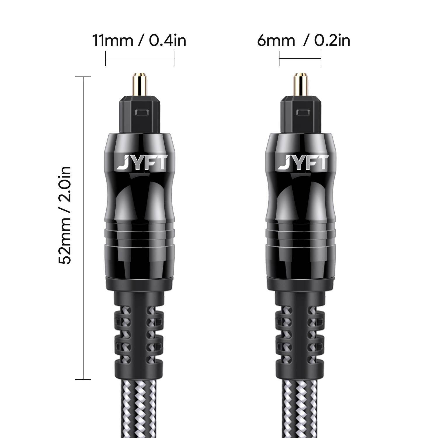 Digital Optical Audio Toslink Cable 6ft JYFT S/PDIF Port 24K Gold Plated Connectors for Home Theater Sound Bar TV PS4 Xbox Playstation 1Pack