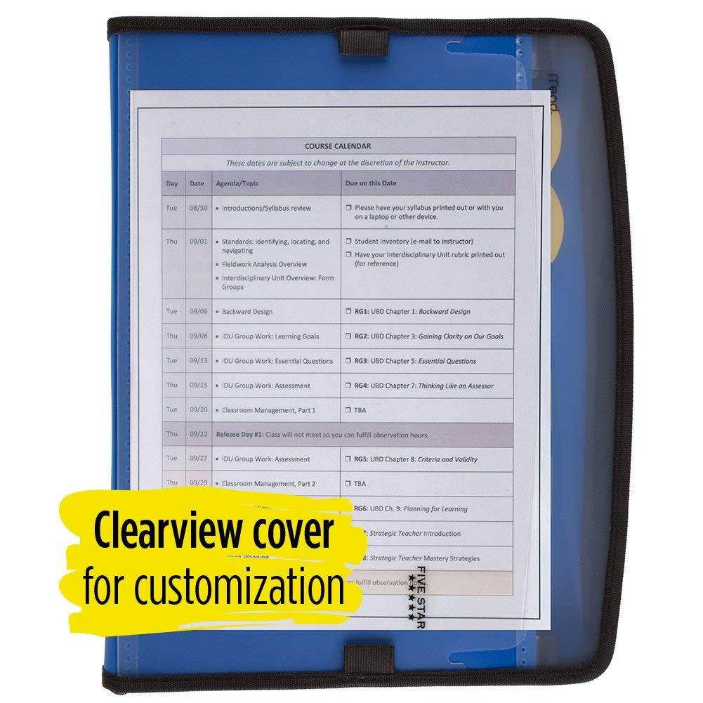 Five Star Expanding File, 7-Pocket Expandable Folder, Zipper Closure, Customizable, Blue (72711)