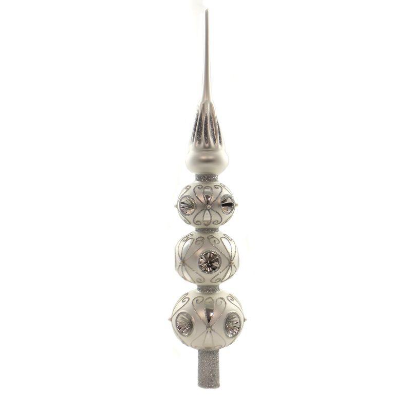 Christina's World 16.0" White Anniversary Finial Shiny Tree Topper  -  Tree Toppers
