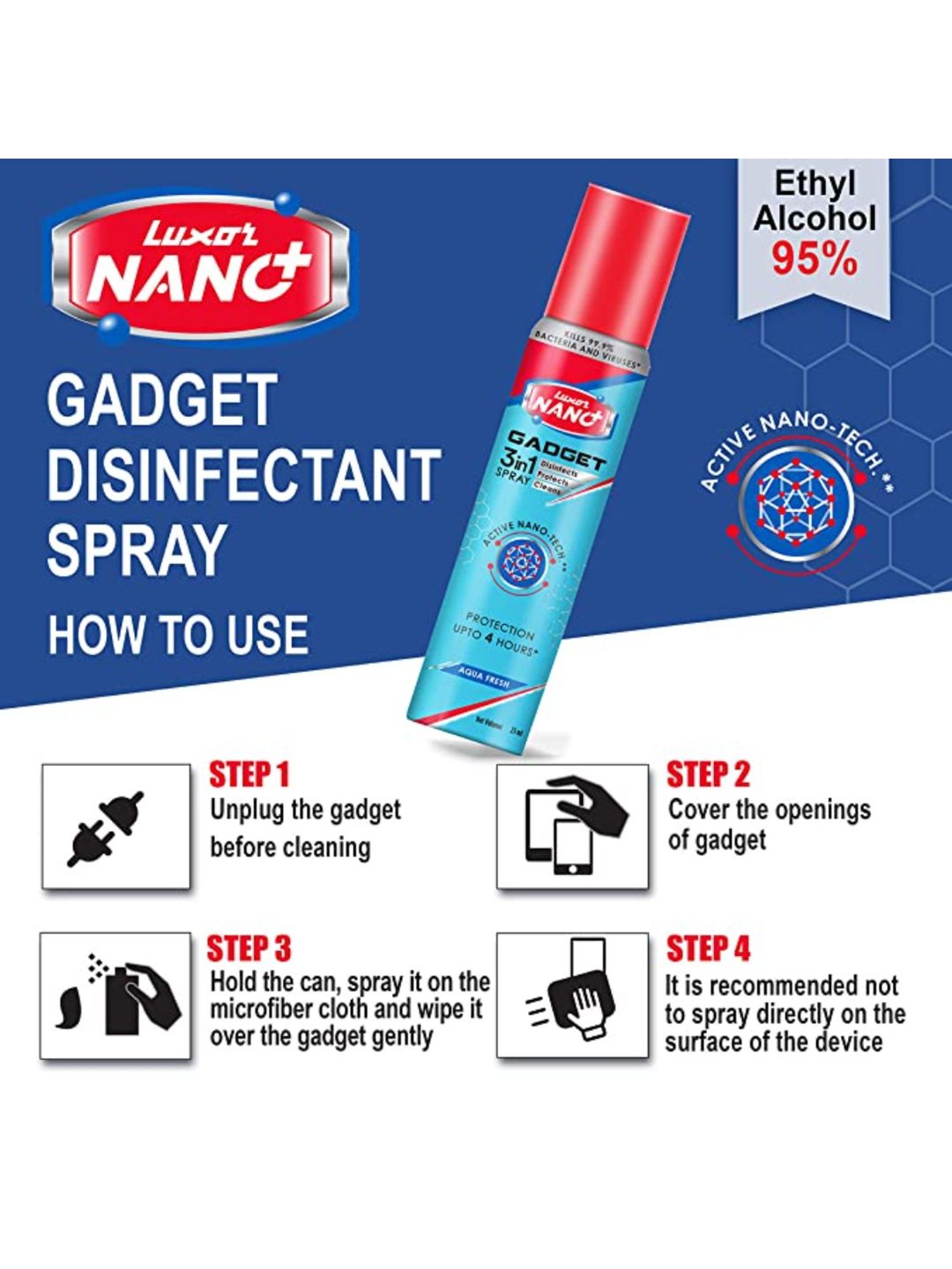 GRIPP 4 in 1 Professional Screen Cleaner Kit Includes Screen Cleanser Spray 150ml (Blue)