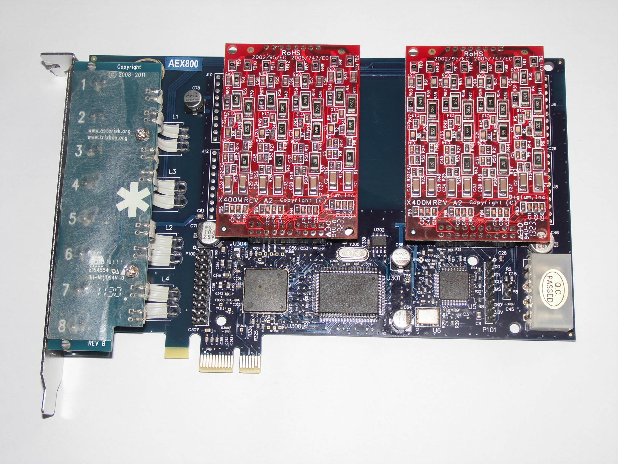 Analog voip Asterisk card AEX800 8 fxo (X400M * 2) ports pic-E Interface Support Asterisk/Trixbox/hardware Echo Cancellation module,TDM800