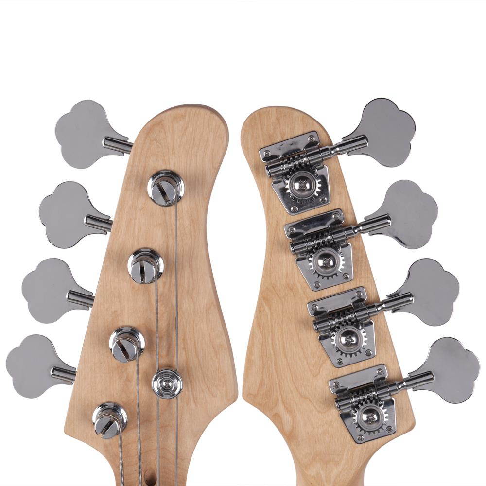 Natural Wood Color Beginner Band 4 Strings Burning Fire Electric Bass Guitar