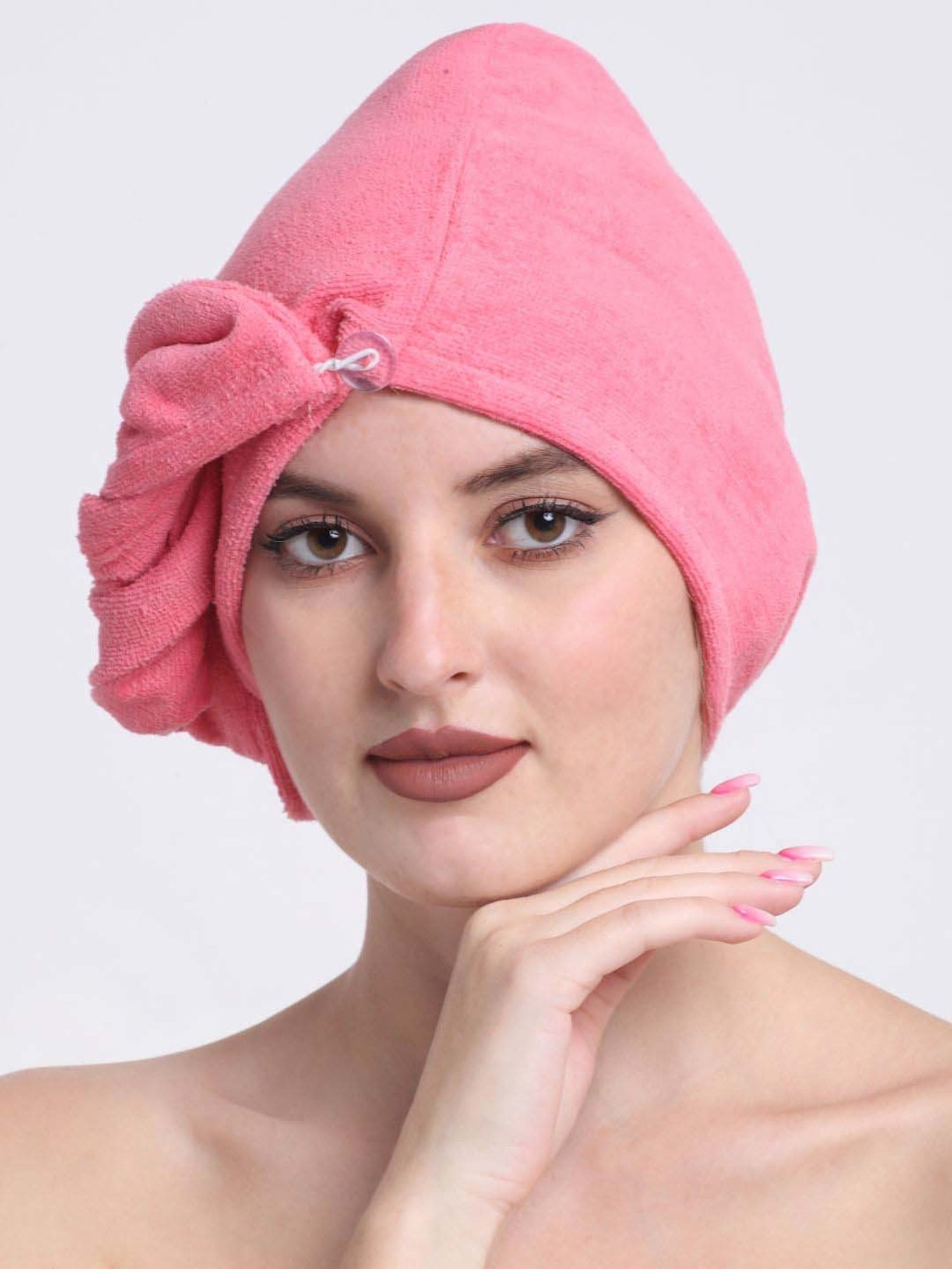 Creeva Luxury Virtual Pink Cotton 380 GSM Hair Wrap