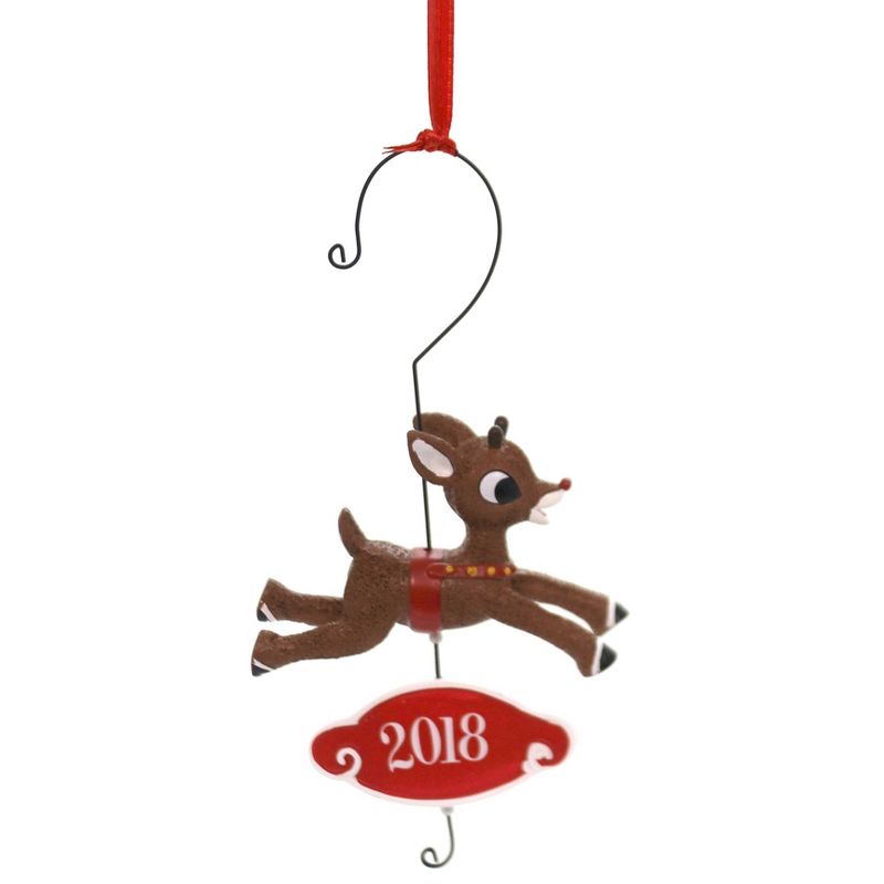Holiday Ornaments 5.75" Rudolph 2018 Dated Red Nose Reindeer Department 56  -  Tree Ornaments