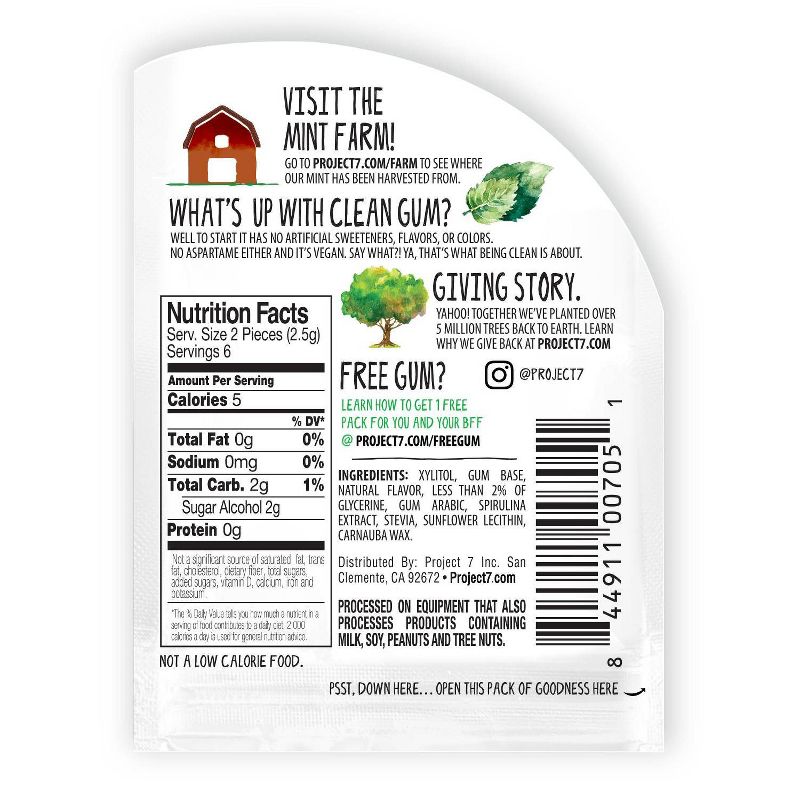 Project 7 Spearmint Farms Natural Gum - 0.53oz