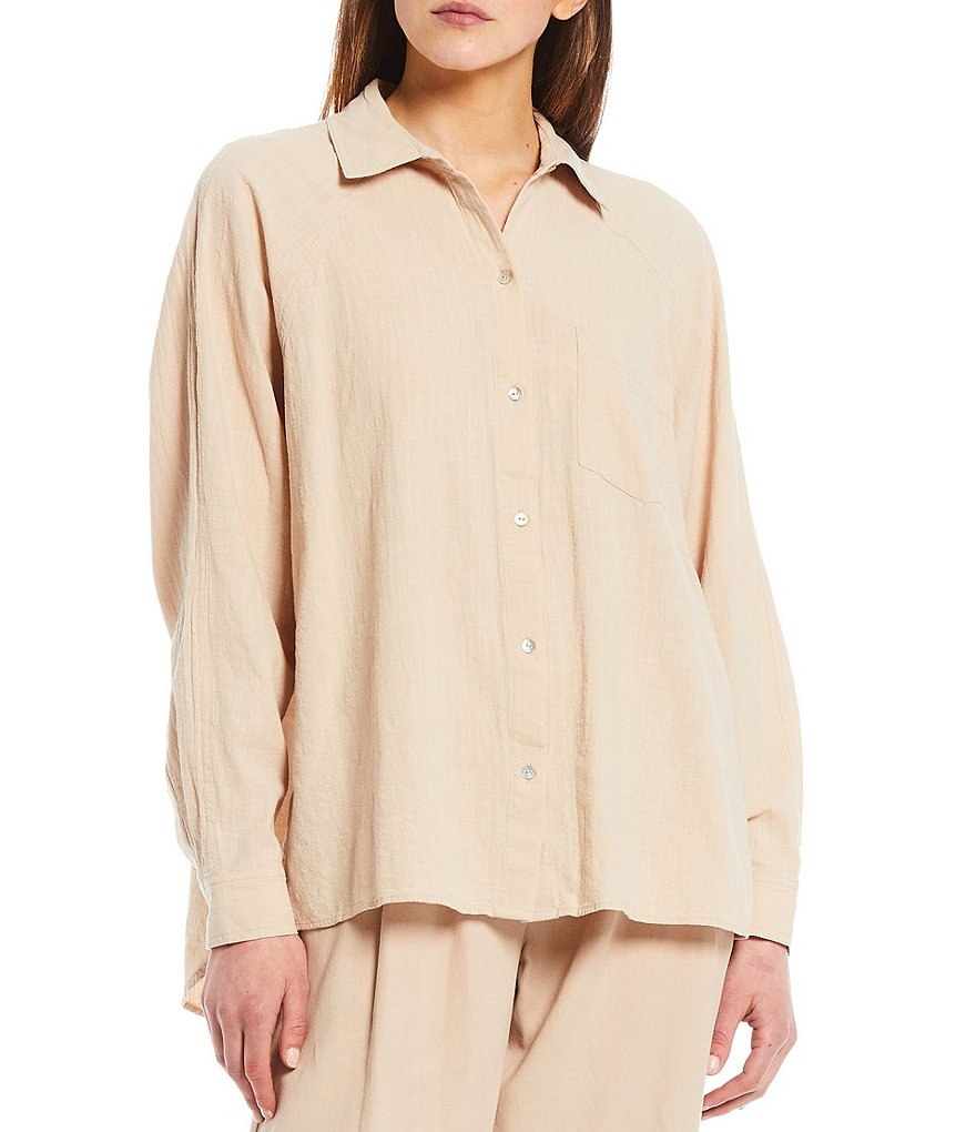 Every Woven Long Sleeve Coordinating Button Front Top