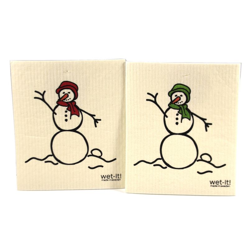 Swedish Dish Cloth 7.75" Snowmen Set Absorbent Cleaning Cloth Winter  -  Dish Cloth