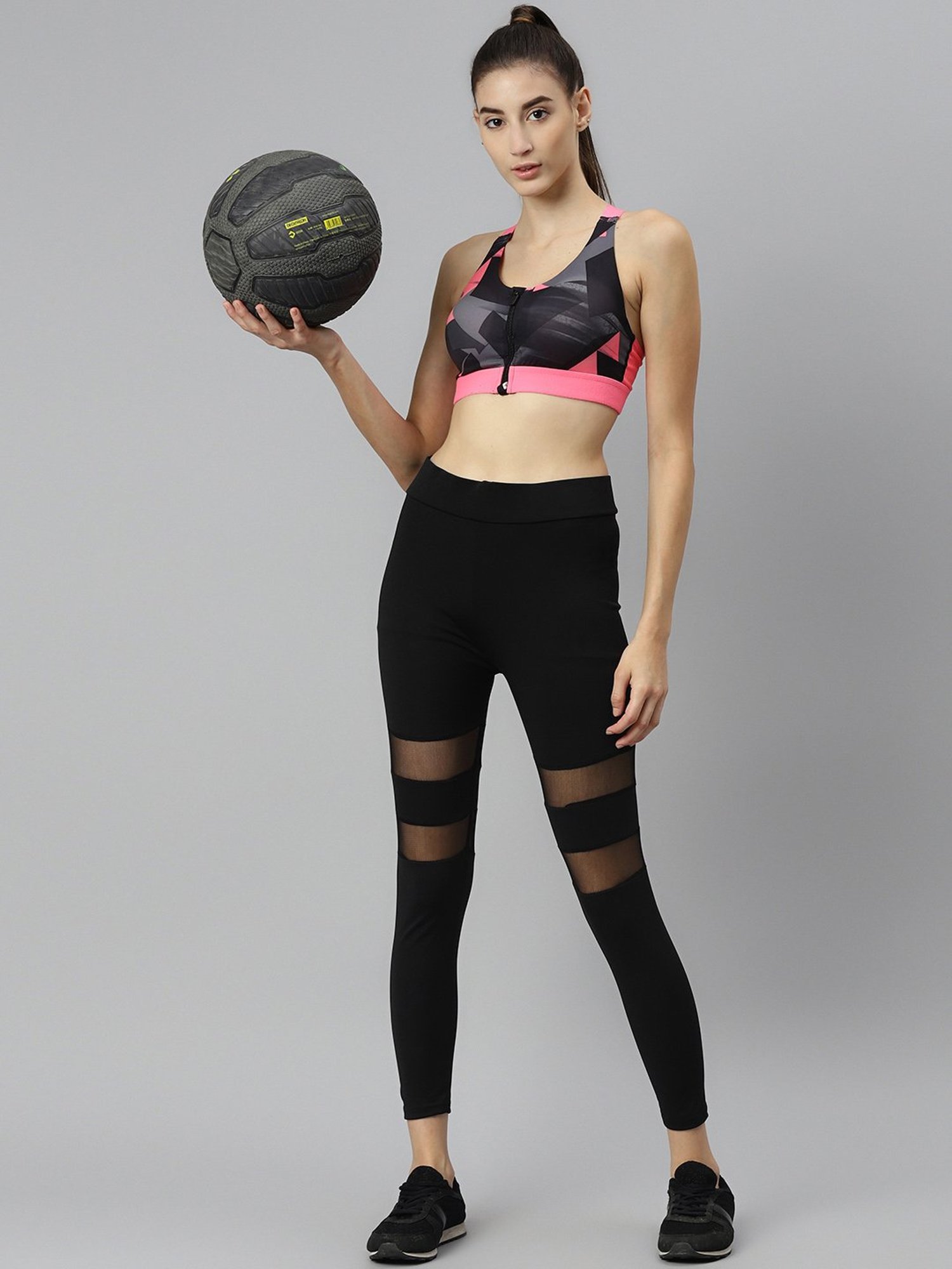 Aarika Black Mid Rise Sports Track Pants