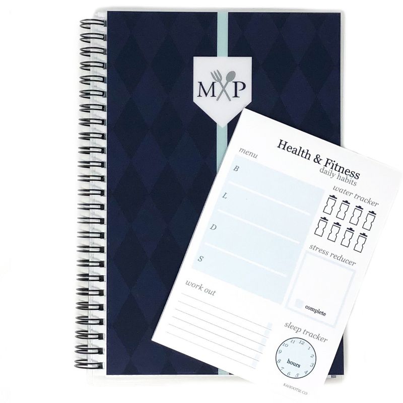 Undated Weekly Meal Planner 8.5"x5.5"& Sticky Pad Bundle Navy - Kahootie Co