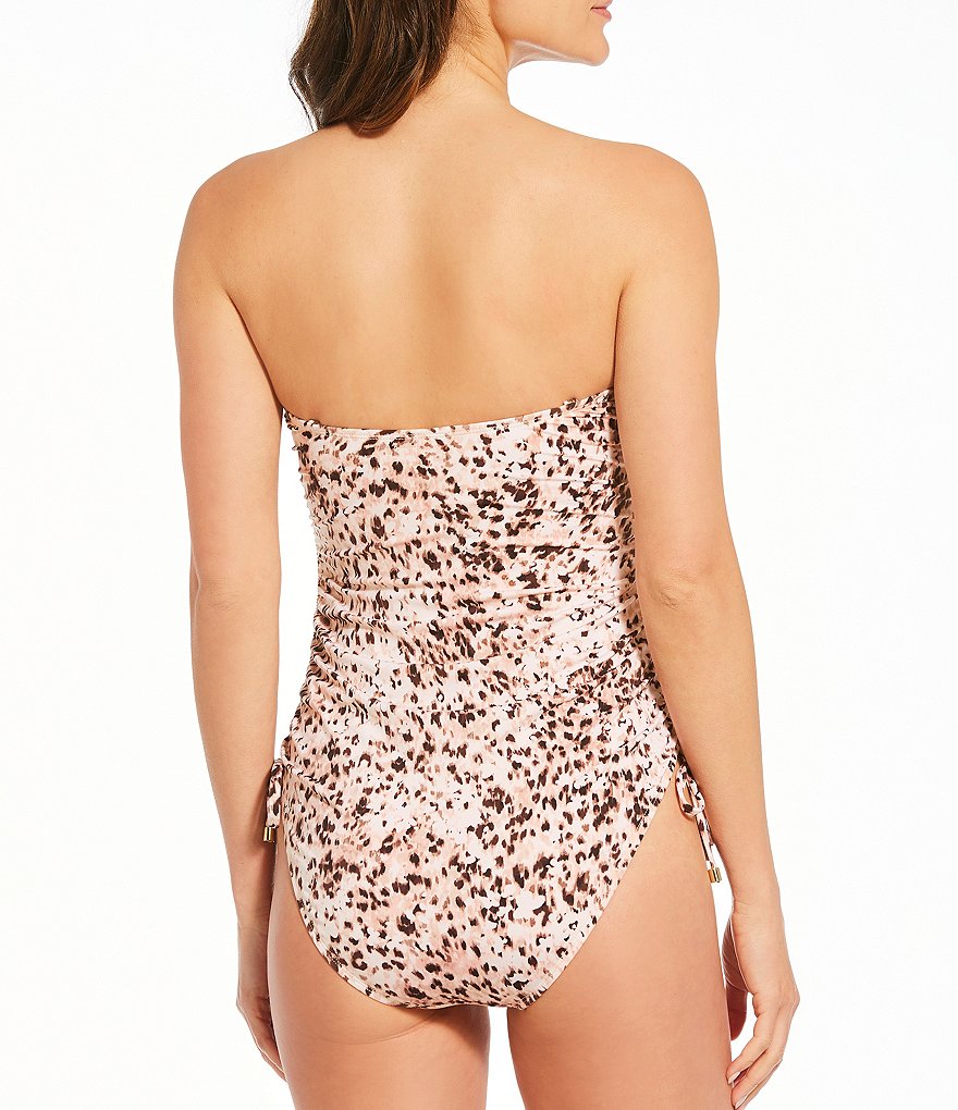 Gibson & Latimer Into The Wild Bandeau Cinched Tie Side One Piece Swimsuit