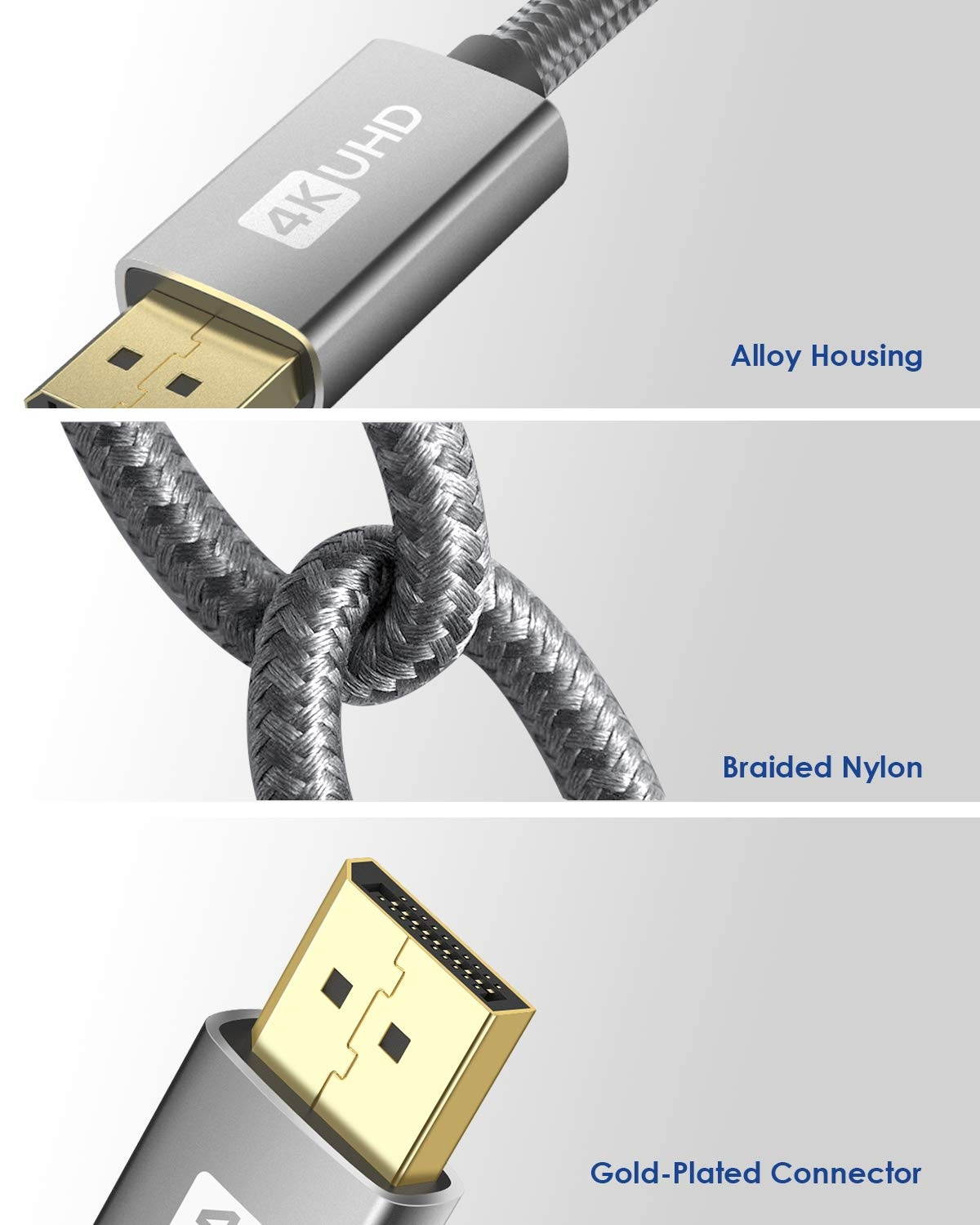 DisplayPort Cable 10ft Silkland DP Cable 3M [4K@60Hz 2K@165Hz] Braided Display Port 1.2 Cable 2K@144Hz High Speed DisplayPort Cable 4K Compatible for PC Laptop Gaming Graphics Card