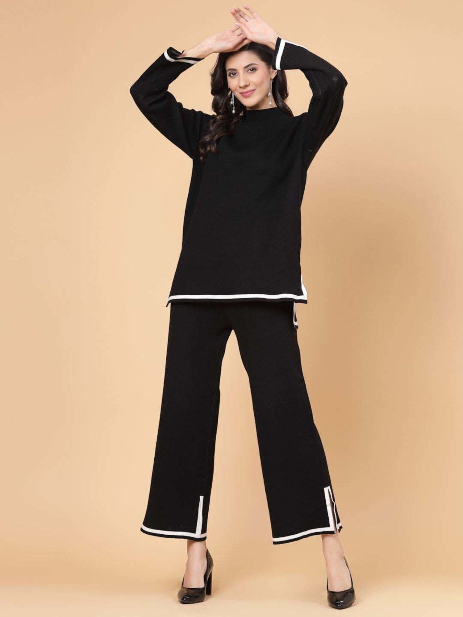 Mafadeny Black Plain Top Pants Set