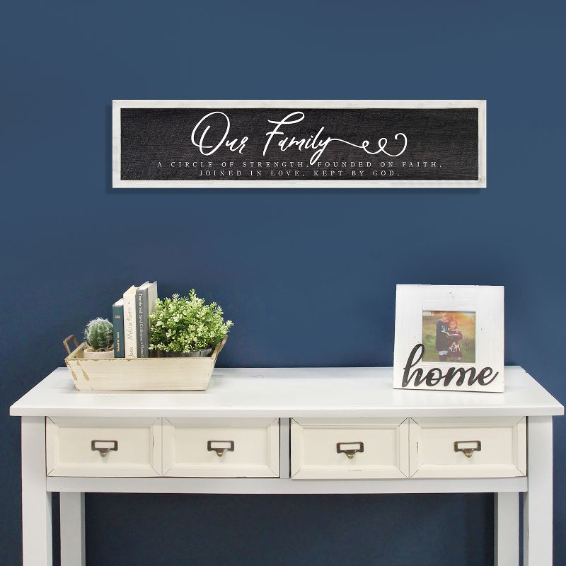 Stratton Home Decor Our Family Quote Hanging Rustic Wood Farmhouse Framed Sign Kitchen Bathroom Bedroom Living Room Gallery Decoration Wall Art, Black