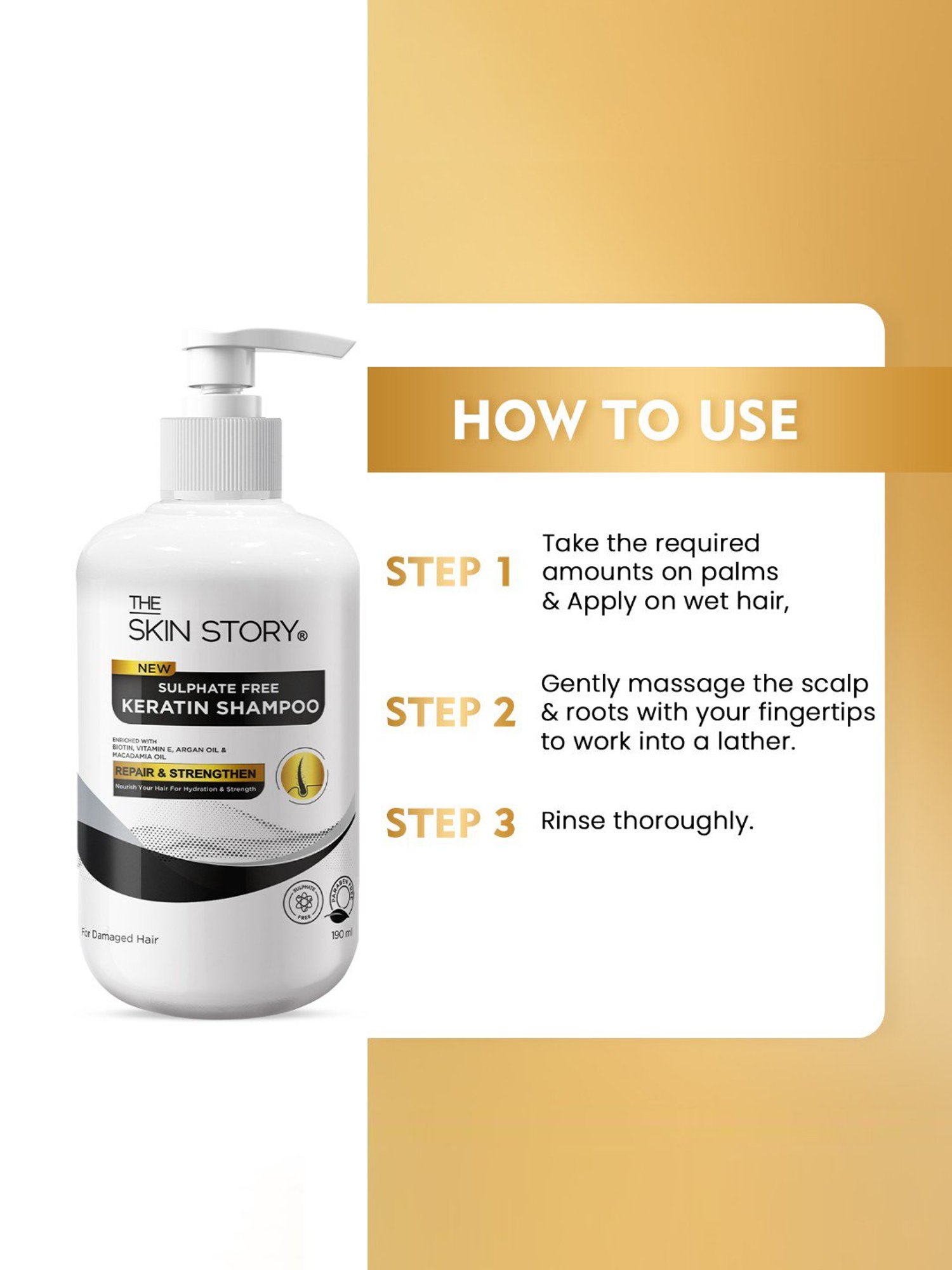 The Skin Story Argan Oil & Vitamin E Sulphate Free Keratin Shampoo - 190 ml