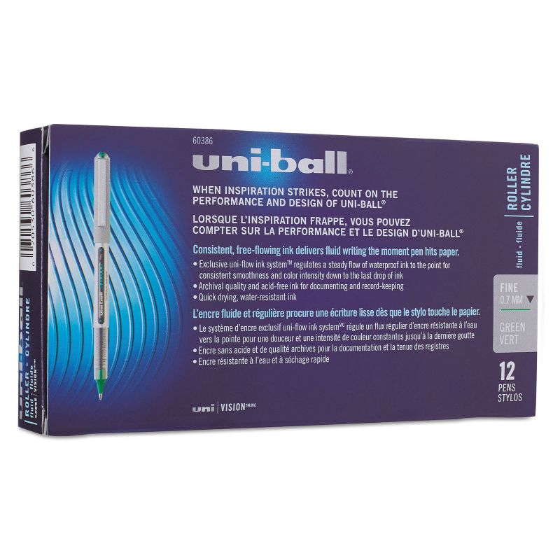 uni-ball VISION Stick Roller Ball Pen Fine 0.7mm Evergreen Ink Gray BarrelStand 60386