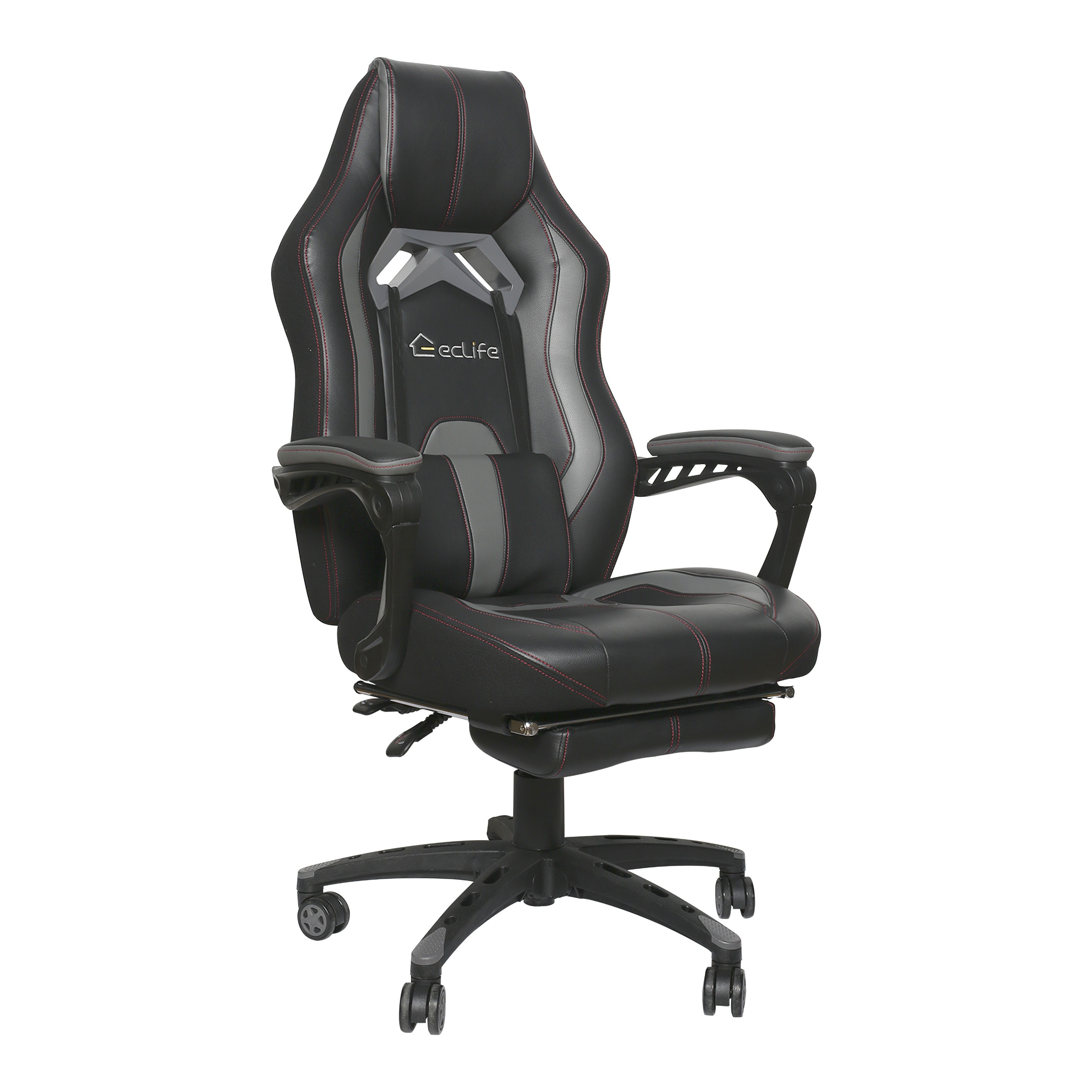 E-sports Massage Gaming Chair with footrest Grey