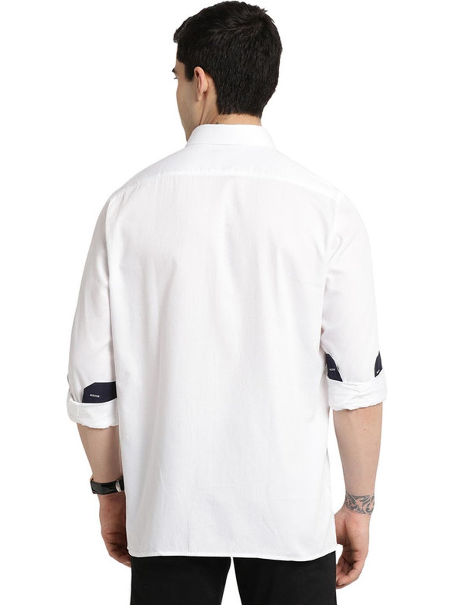 Turtle White Cotton Slim Fit Shirt