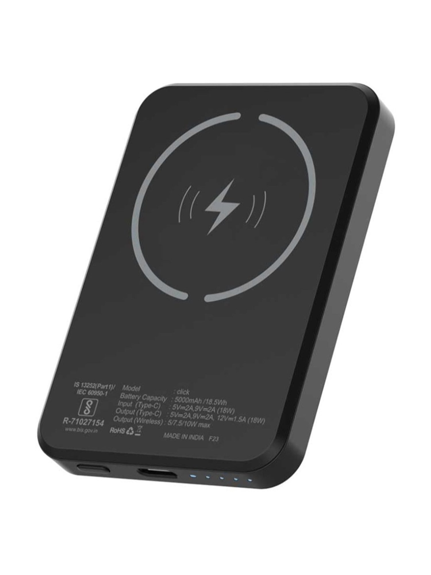 Stuffcool Click 5000mAh Magnetic Wireless Powerbank with 18W PD Type C Port (Matte Black)