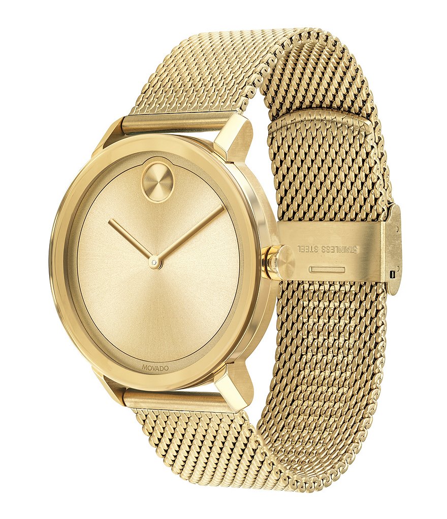 Movado Bold Evolution Gold Mesh Strap Bracelet Watch