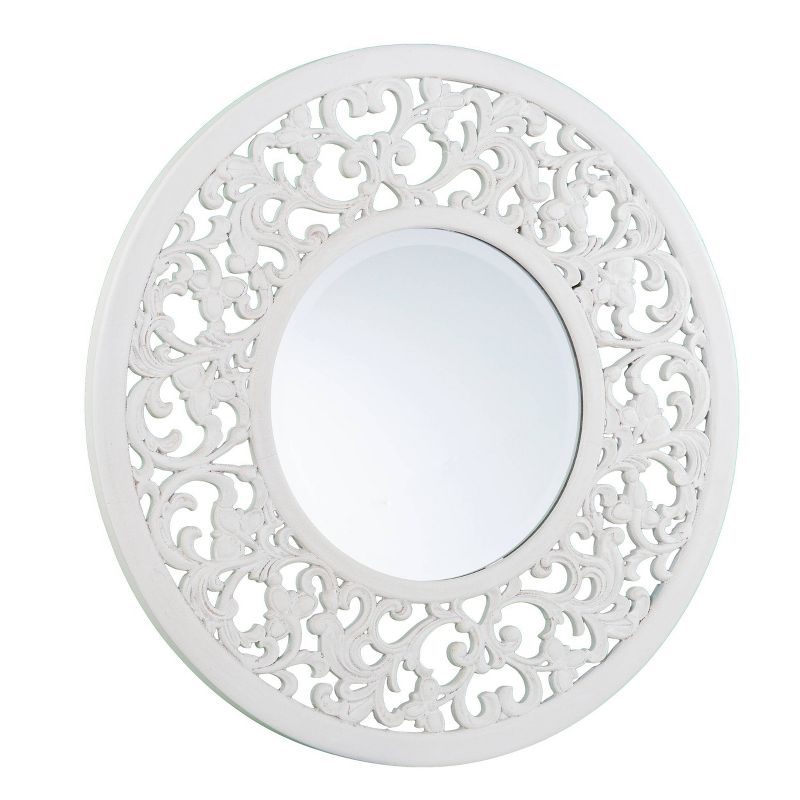 31.75" x 31.75" Hingris Decorative Wall Mirror Whitewashed - Southern Enterprises