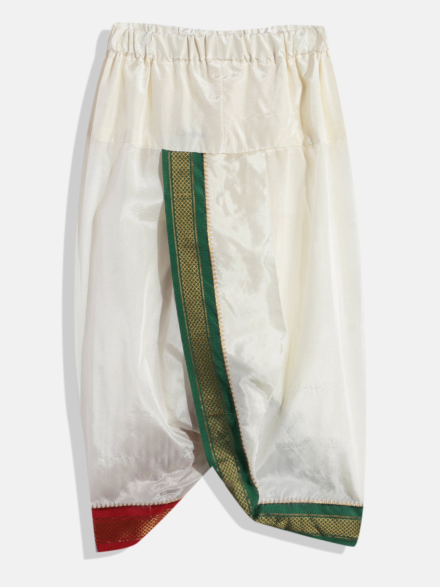 THANGAMAGAN Kids Cream Solid Full Sleeves Kurta, Panjagajam with Mayilkan