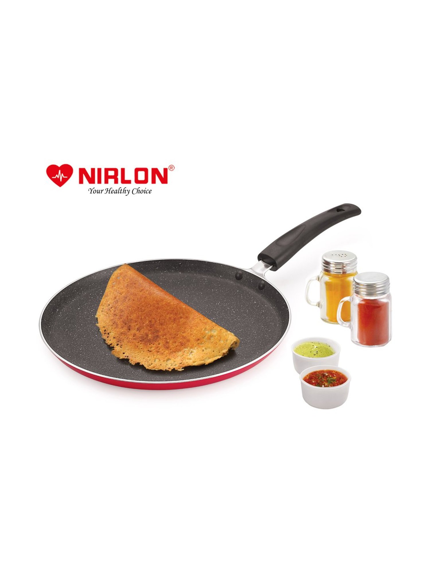 Nirlon Red Non Stick Aluminium Rubey Flat Tawa - 26 cm Diameter
