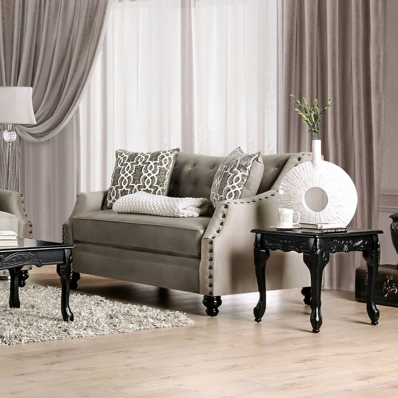 Anneka Nailhead Loveseat Light Brown - HOMES: Inside + Out