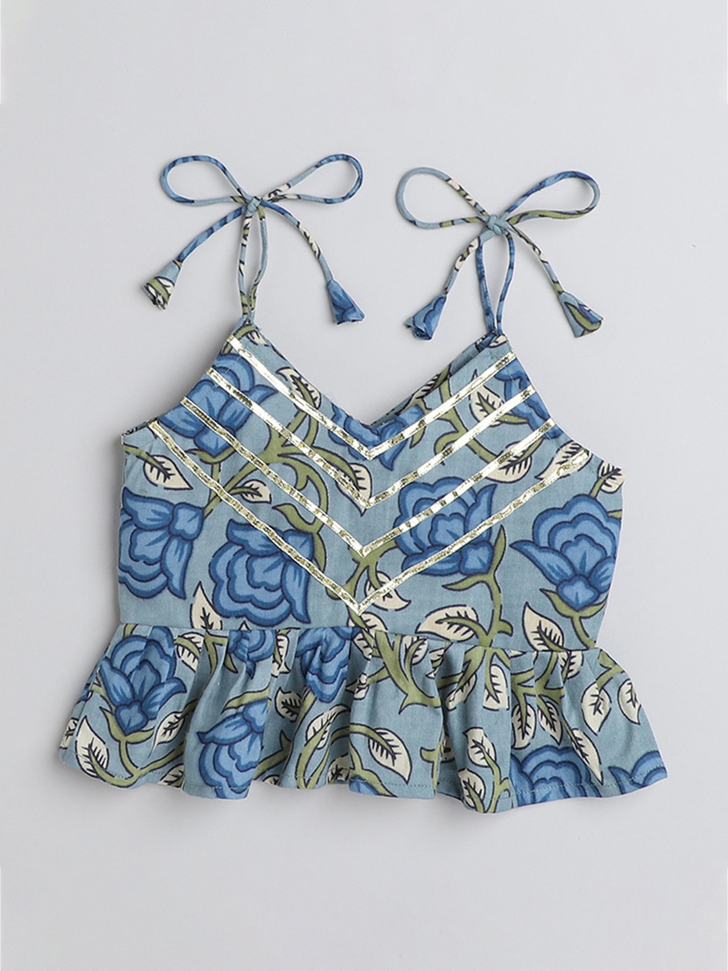 Many Frocks Kids Blue Embellished Ghagra with Choli