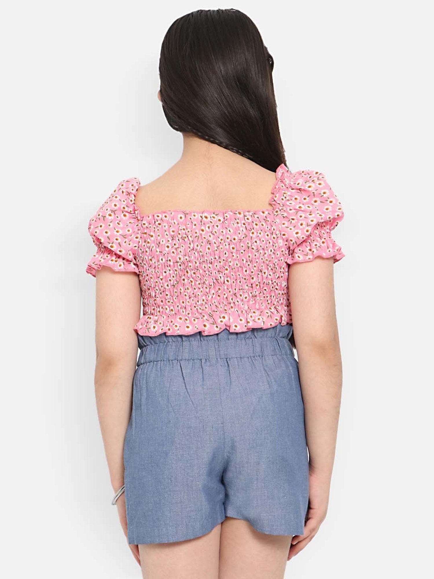 Nauti Nati Kids Pink Floral Print Crop Top