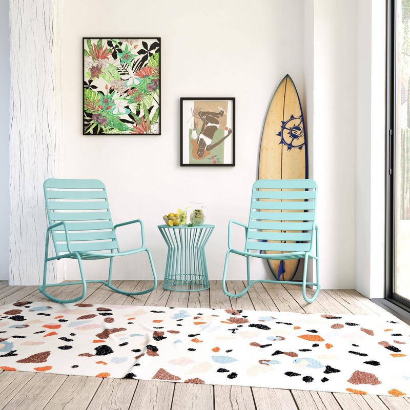 Roberta Outdoor/Indoor Rocking Chair - Aqua Haze - Novogratz