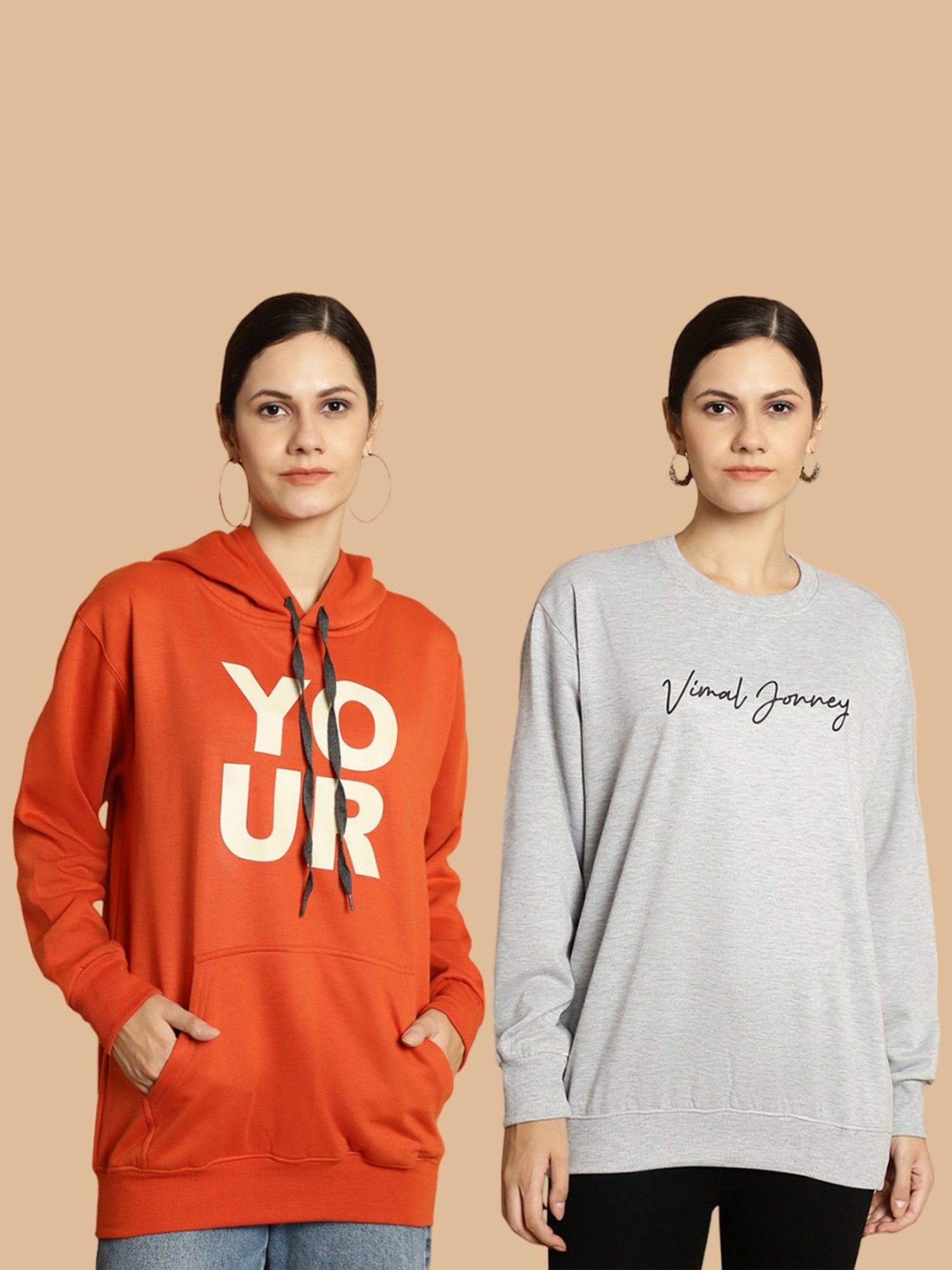 Vimal Jonney Rust & Grey Printed Sweatshirt - Pack Of 2