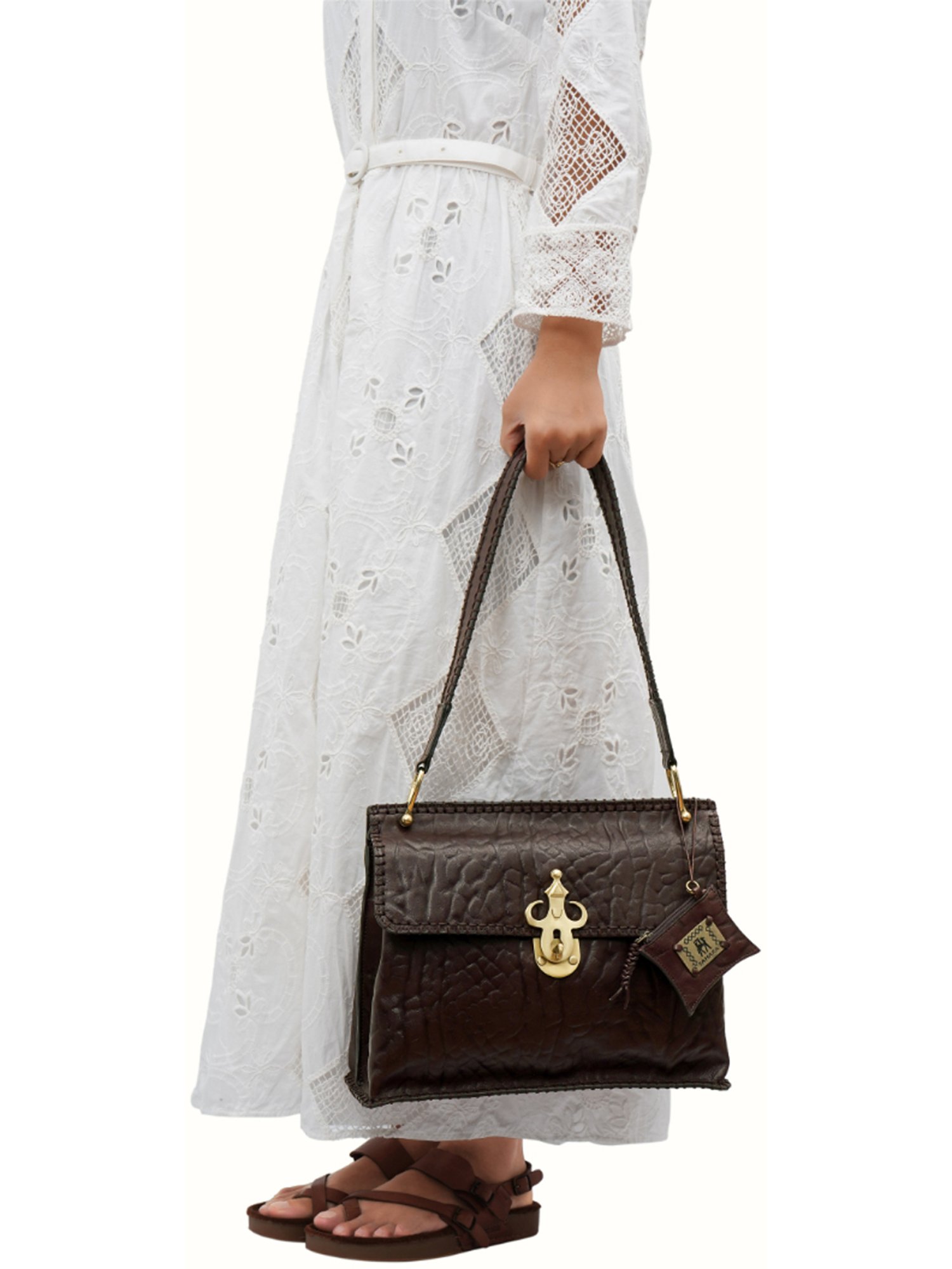 Hidesign SAHARA Brown Textured Medium Shoulder Handbag