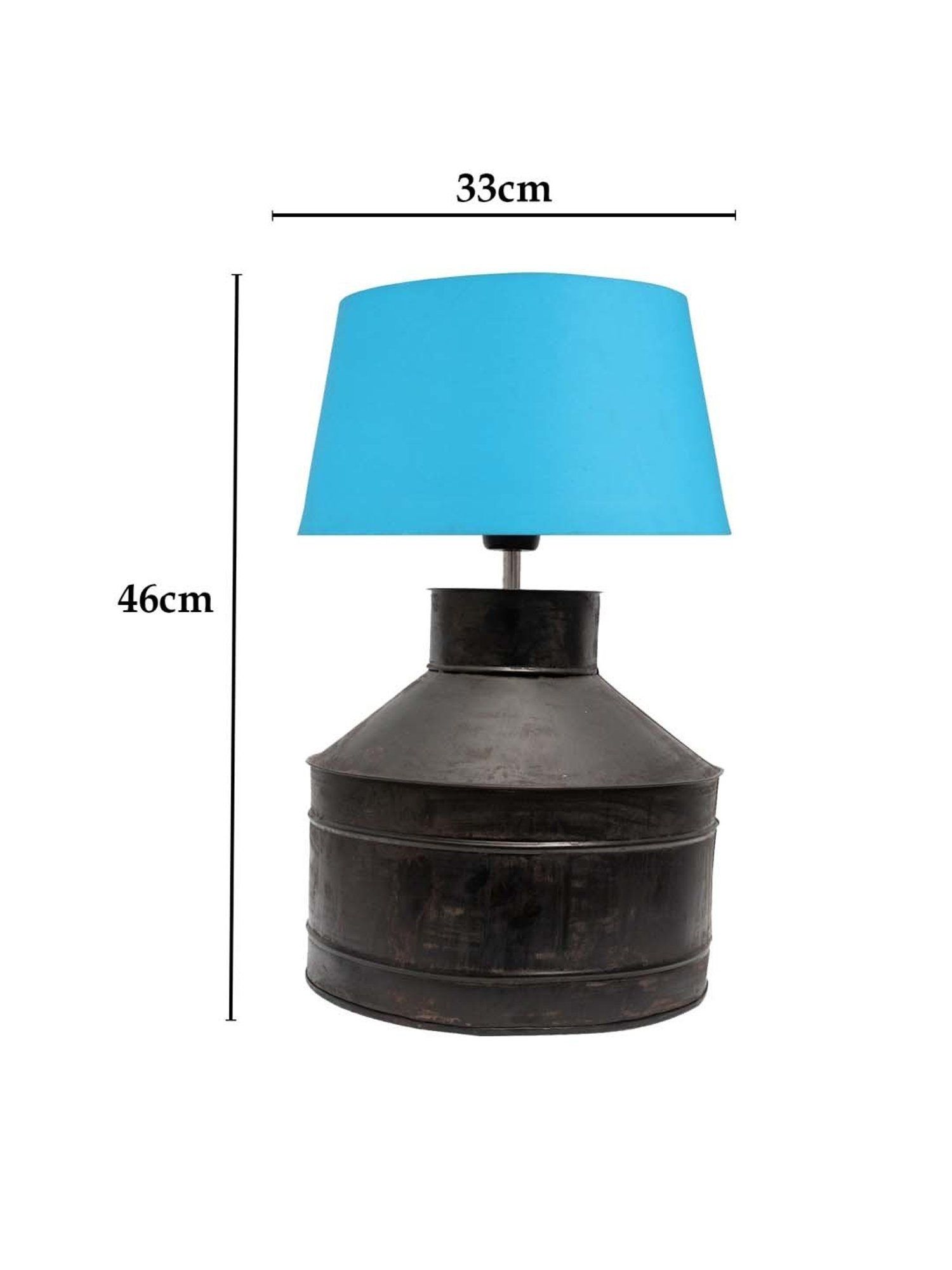 Homesake Rustic Milk Gagar Black & Blue Metal Table Lamp With Cone Drum Shade (LED Bulb Included)