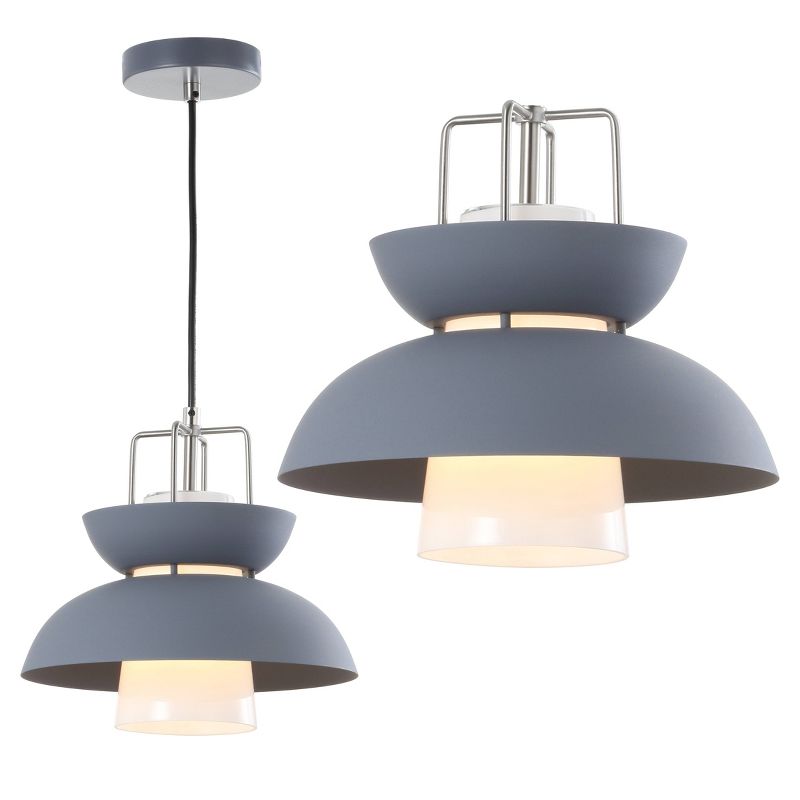 11" Metal Paul Farmhouse Pendant (Includes Energy Efficient Light Bulb) Gray - JONATHAN Y