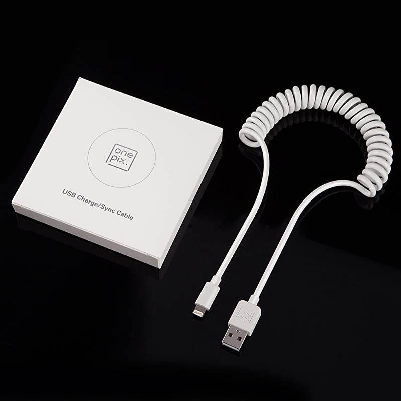 iPhCharger Cable for Car (3 ft), MFi Certified Coiled Lightning Cable Compatible with iPh12Pro Max/12Pro/12/11/XS/XS Max/XR/X/8/8 Plus/iPad/iPod - White