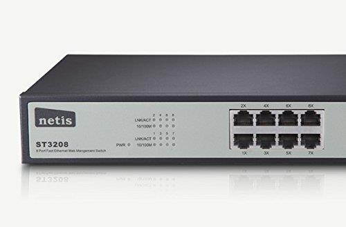 Netis ST3208 8 10/100Mbps RJ45 Ports Fast Ethernet Web Management Switch, Auto-Negotiation & Plug & Play