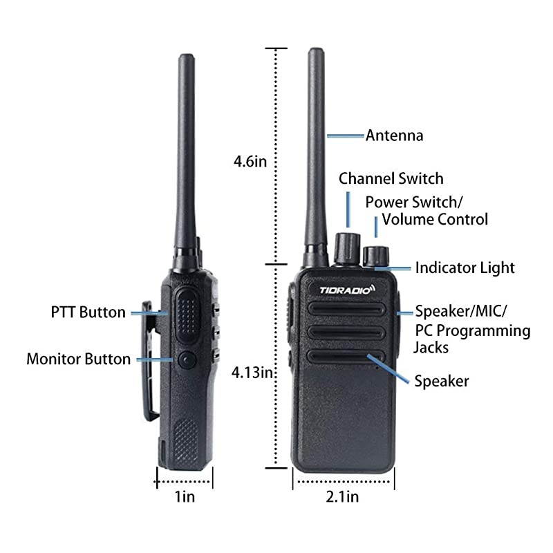 TD60 Two Way Radio UHF 2 Way Radios Walkie Talkies Long Range 16CH 2 Way Radio with Earpiece 20 Pack