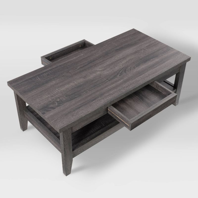 Hollywood Coffee Table with Drawers Dark Gray - CorLiving