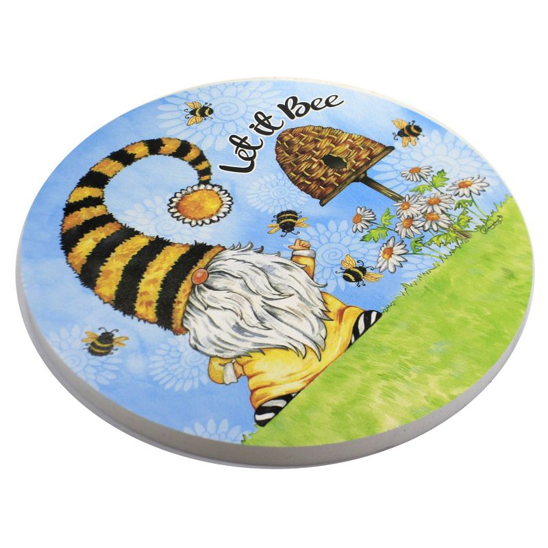 Home & Garden 12.0" Gnome And Bees Stepping Stone Hive Daisies Custom Decor  -  Stepping Stones And Pathways