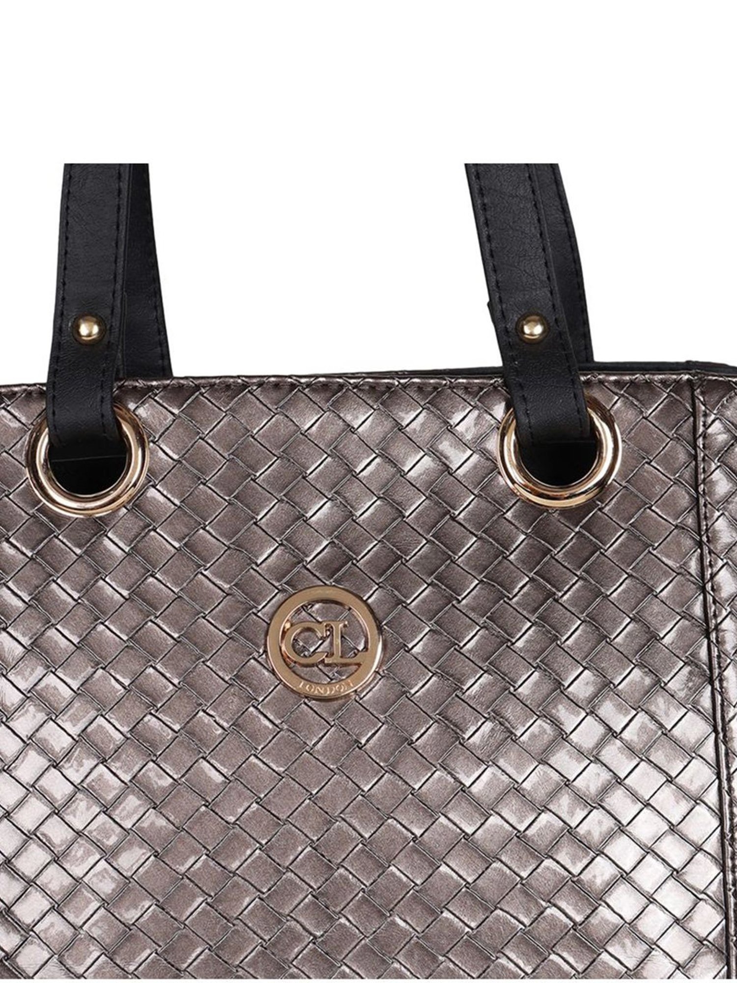 Carlton London Grey Textured Medium Tote Handbag