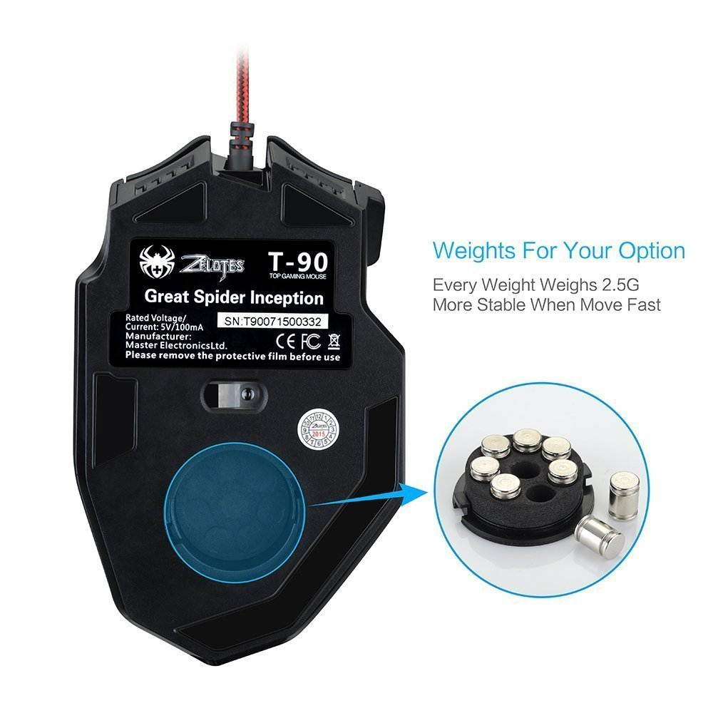 High Precision Adjusting DPI Optical Gaming Mouse -1000/1600/2400/3200/5500/8000 DPI, 8 Buttons,USB Wired Game Mouse Mice for Pro Gamer